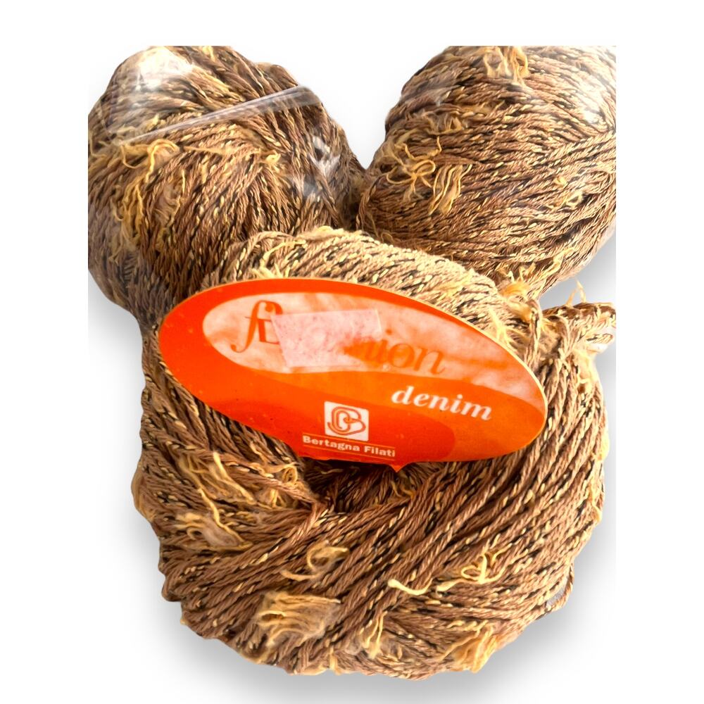 3 Skeins Bertagna Filati FASHION DENIM Yarn | 203 Golden Brown